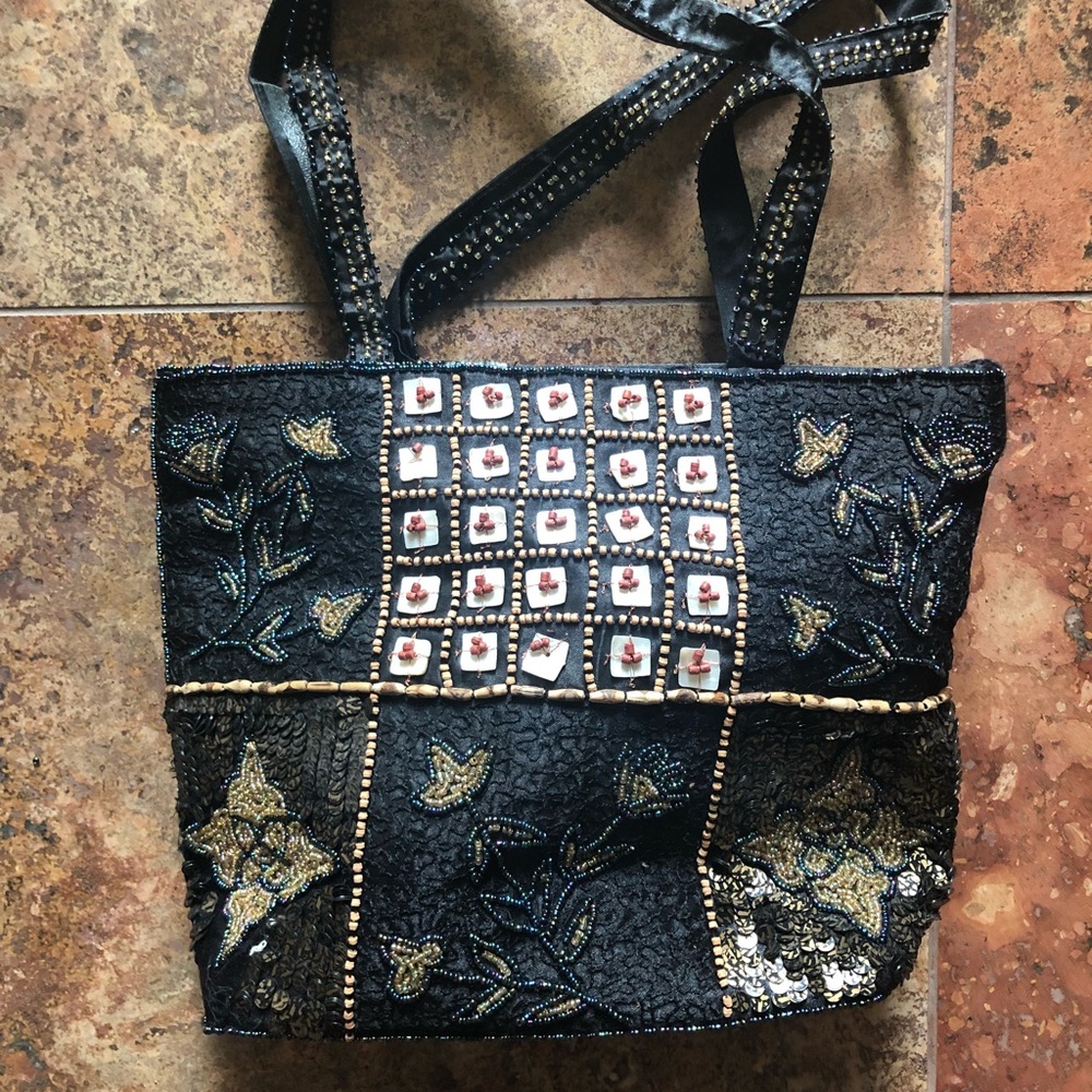 Very cute beaded black purse